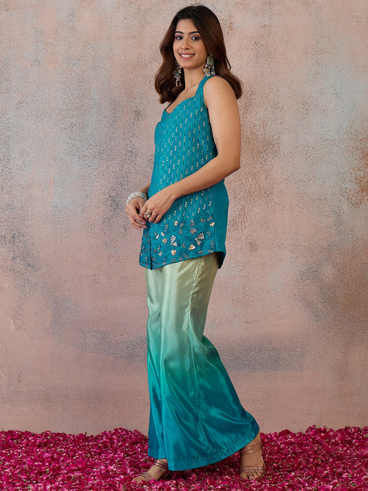 Organza Embellished Tunic with Palazzos