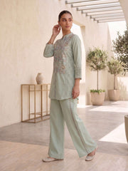 Floral Embroidered Tunic with Palazzos