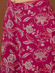 Red V Neck Gotta Patti Floral Printed Angrakha Gotta Patti Kurta with Palazzo & Dupatta