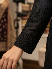Black Chinon Wedding Wear Sharara Suit