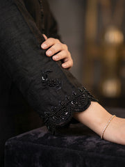 Black Chinon Party Wear Sharara Suit