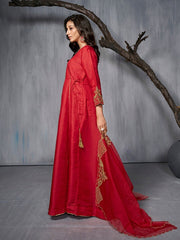 Ethnic Motifs Embroidered Maxi Gown Ethnic Dress With Dupatta