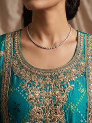 Teal Chinon Heavy Embroiderd Kalidar Palazzo Suit