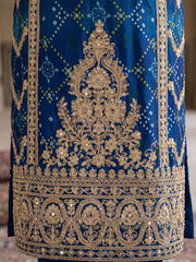 Teal Chinon Heavy Embroiderd Kalidar Palazzo Suit
