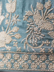 Premium Chinnon Blue Beads Embroidered Sharara Suit