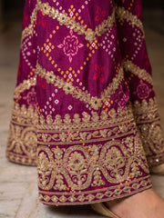 Pink Chinon Heavy Embroiderd Kalidar Palazzo Suit