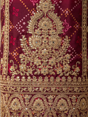 Pink Chinon Heavy Embroiderd Kalidar Palazzo Suit