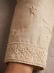 Premium Chinnon White Beads Embroidered Sharara Suit