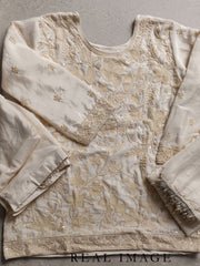 Premium Chinnon White Beads Embroidered Sharara Suit