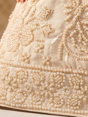 Premium Chinnon White Beads Embroidered Sharara Suit