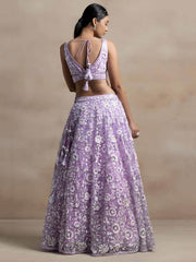 Lavender Sequins Net Designer Lehenga Choli With Dupatta