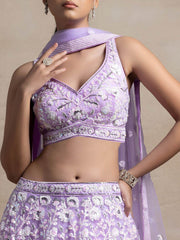 Lavender Sequins Net Designer Lehenga Choli With Dupatta