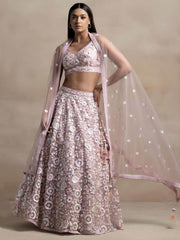 Pink Sequins Net Designer Lehenga Choli With Dupatta