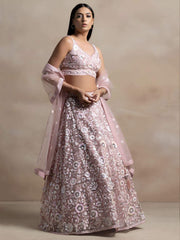 Pink Sequins Net Designer Lehenga Choli With Dupatta