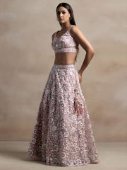 Pink Sequins Net Designer Lehenga Choli With Dupatta