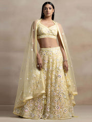 Yellow Sequins Net Designer Lehenga Choli With Dupatta