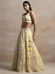 Yellow Sequins Net Designer Lehenga Choli With Dupatta
