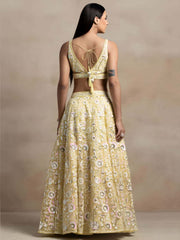 Yellow Sequins Net Designer Lehenga Choli With Dupatta