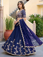 Blue Rangoli Silk Zari and Threads Festive Lehenga Choli