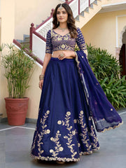 Blue Rangoli Silk Zari and Threads Festive Lehenga Choli