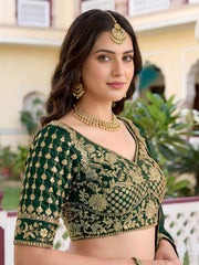Green Rangoli Silk Zari and Threads Festive Lehenga Choli