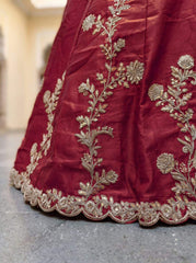 Maroon Rangoli Silk Zari and Threads Festive Lehenga Choli
