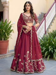 Maroon Rangoli Silk Zari and Threads Festive Lehenga Choli