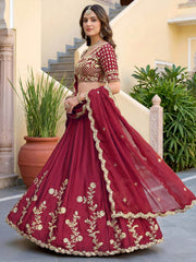 Maroon Rangoli Silk Zari and Threads Festive Lehenga Choli