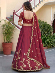 Maroon Rangoli Silk Zari and Threads Festive Lehenga Choli
