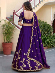 Purple Rangoli Silk Zari and Threads Festive Lehenga Choli