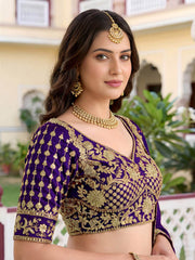 Purple Rangoli Silk Zari and Threads Festive Lehenga Choli