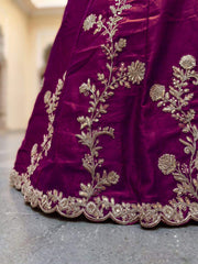 Wine Rangoli Silk Zari and Threads Festive Lehenga Choli