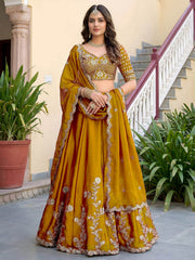 Yellow Rangoli Silk Zari and Threads Festive Lehenga Choli