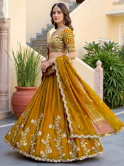 Yellow Rangoli Silk Zari and Threads Festive Lehenga Choli