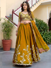 Yellow Rangoli Silk Zari and Threads Festive Lehenga Choli
