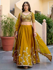 Yellow Rangoli Silk Zari and Threads Festive Lehenga Choli