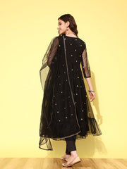 Women Floral Embroidered Regular Sequinned Kurta with Trousers & With Dupatta