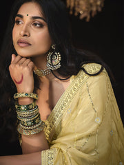 Yellow Sequins Silk Function Wear Saree With Blouse
