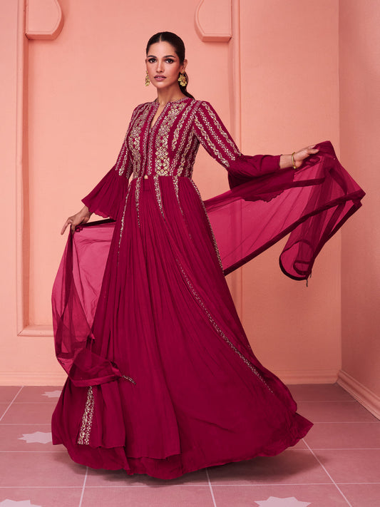 Rani Georgette Partywear High-Slit-Style-Suit with Skirt