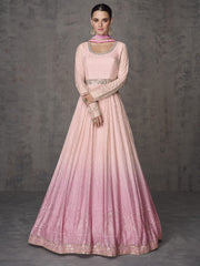 Baby Pink Georgette Partywear Gown