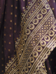 Violet Viscose Jacqurd Silk Festive Gown