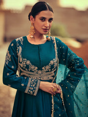 Turquoise Embroidery Anarkali Gown
