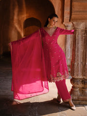 Pink Thread And Sequence Embroidery Salwar Kameez Suit