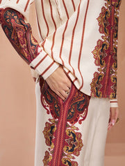 Off White Multi Digital Printed Silk Co-Ord Set