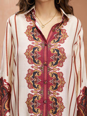 Off White Multi Digital Printed Silk Co-Ord Set