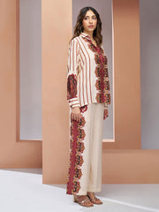 Off White Multi Digital Printed Silk Co-Ord Set
