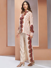 Off White Multi Digital Printed Silk Co-Ord Set