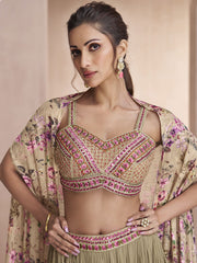 Beige Party Wear Indo Western Style Palazzo Suit