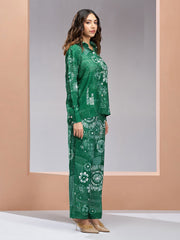 Dark Green Digital Printed Silk Co-Ord Set