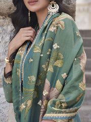 Teal Wedding Style Chinnon Gharara Style Suit